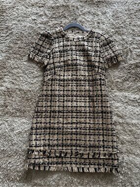 kate spade Beige and Black Tweed Plaid Shift Dress